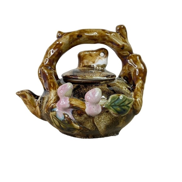 Handmade Hand Painted Ceramic Floral Forest Tree Branch Decorative Teapot - Picture 1 of 16
